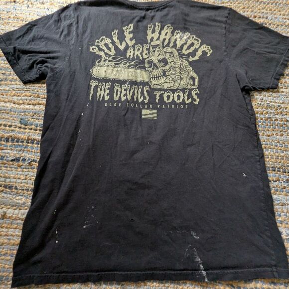 Howitzer Graphic T-Shirt XL Black Paint Splatter Skull Tee Thrashed Distressed - Picture 8 of 9